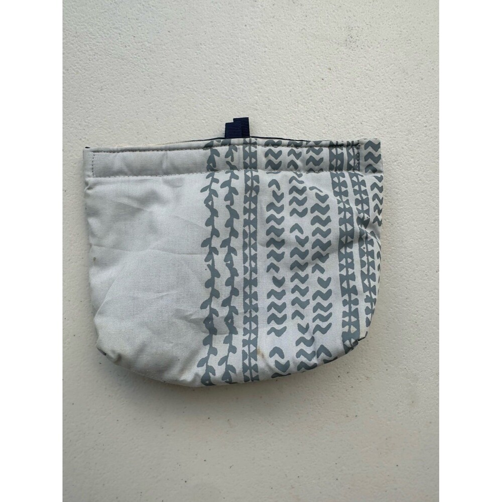 Handmade Hawaiian Sig Zane Gray Hook Loop Closure Nylon Lined Cosmetic Pouch